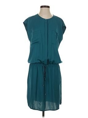 Vince Teal Lightweight Polyester Dress, drop waist,teal,knee length,deep green S